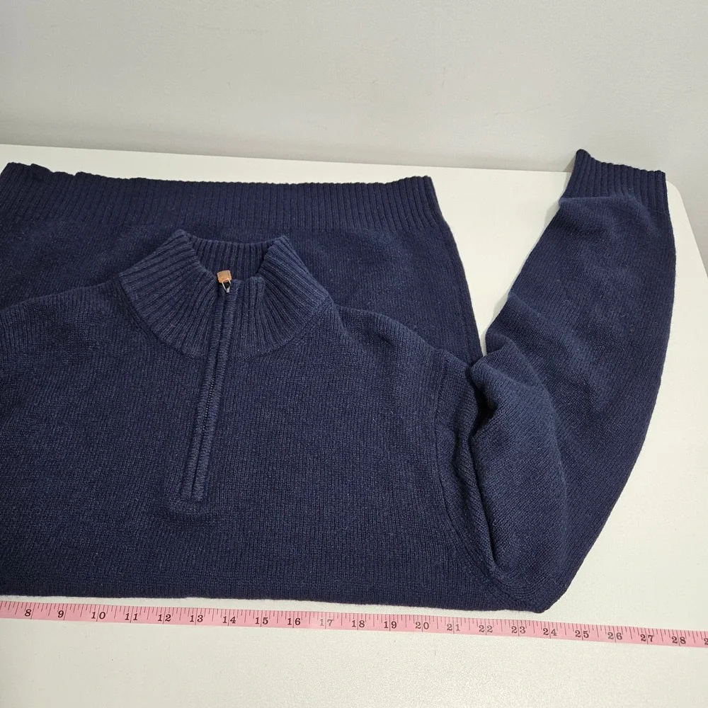 J Crew Mens 100% Lambswool Sweater Half Zip Pullover Blue L Tall